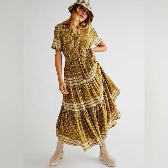 Free People RARE Feelings Maxi Dress in Olive - Picture 1 of 16
